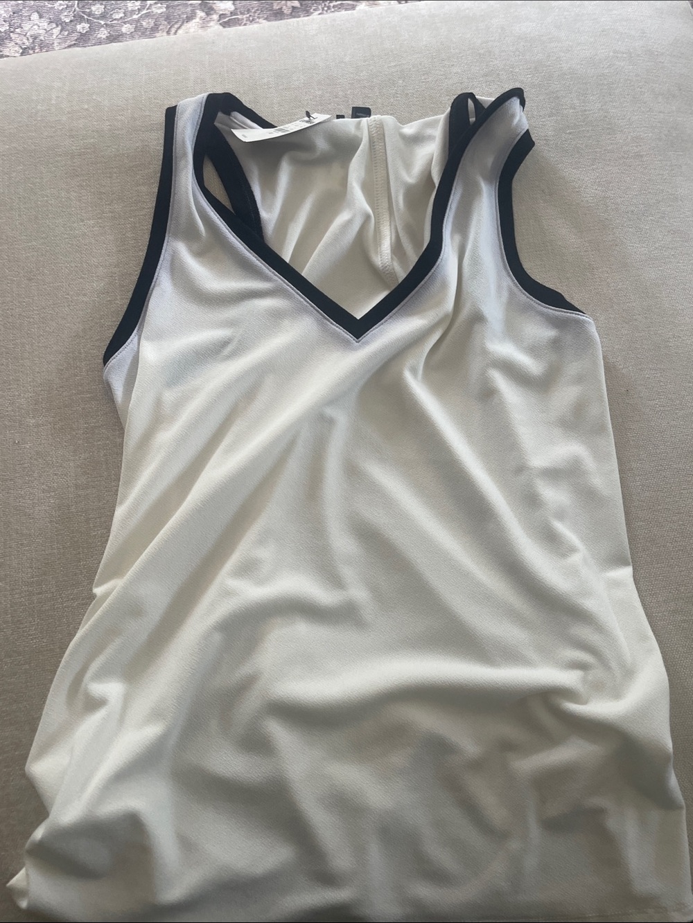 Express White V-Neck Tank with Black Trim